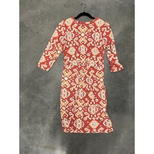 J Mclaughlin Dress Womens Mia Catalina Nylon Sheath 3/4 orange print Small S